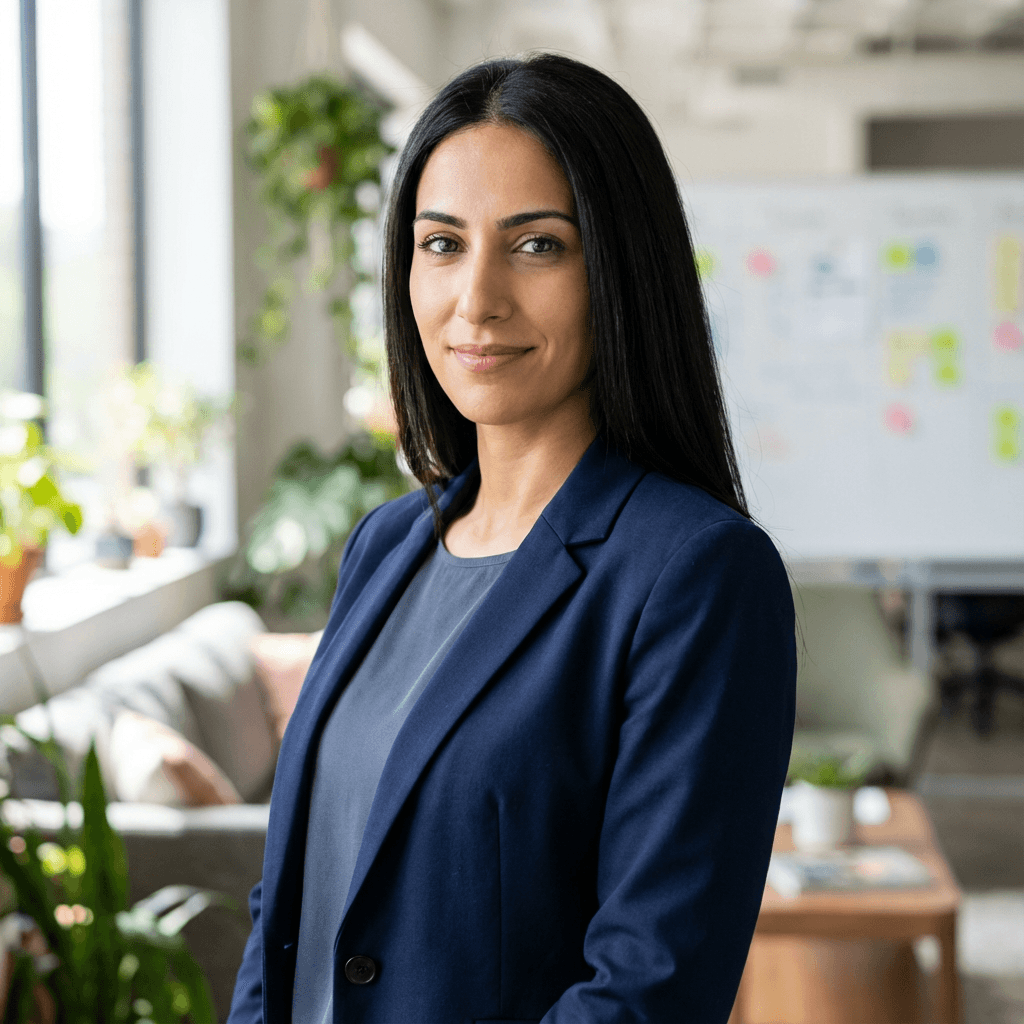 Portrait of Ayesha Raza, corporate client