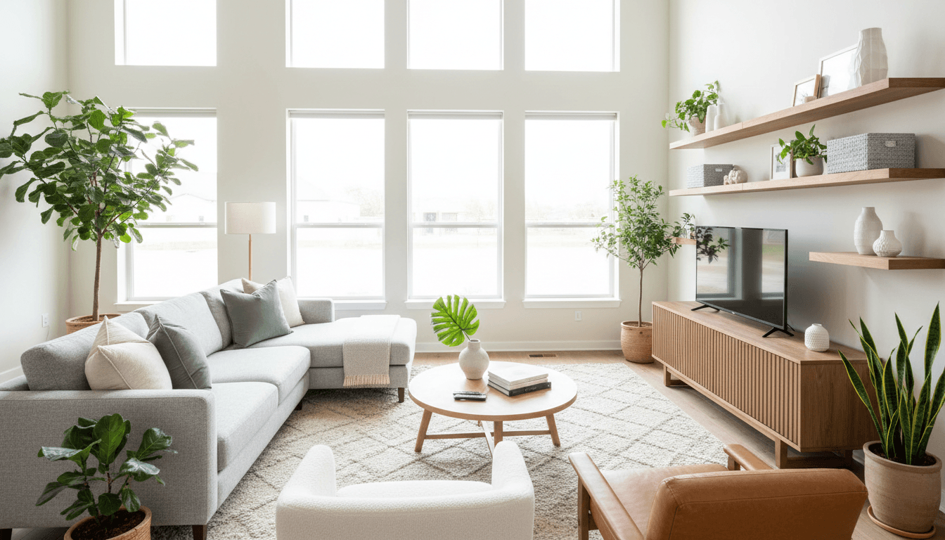Residential living room with warm natural light