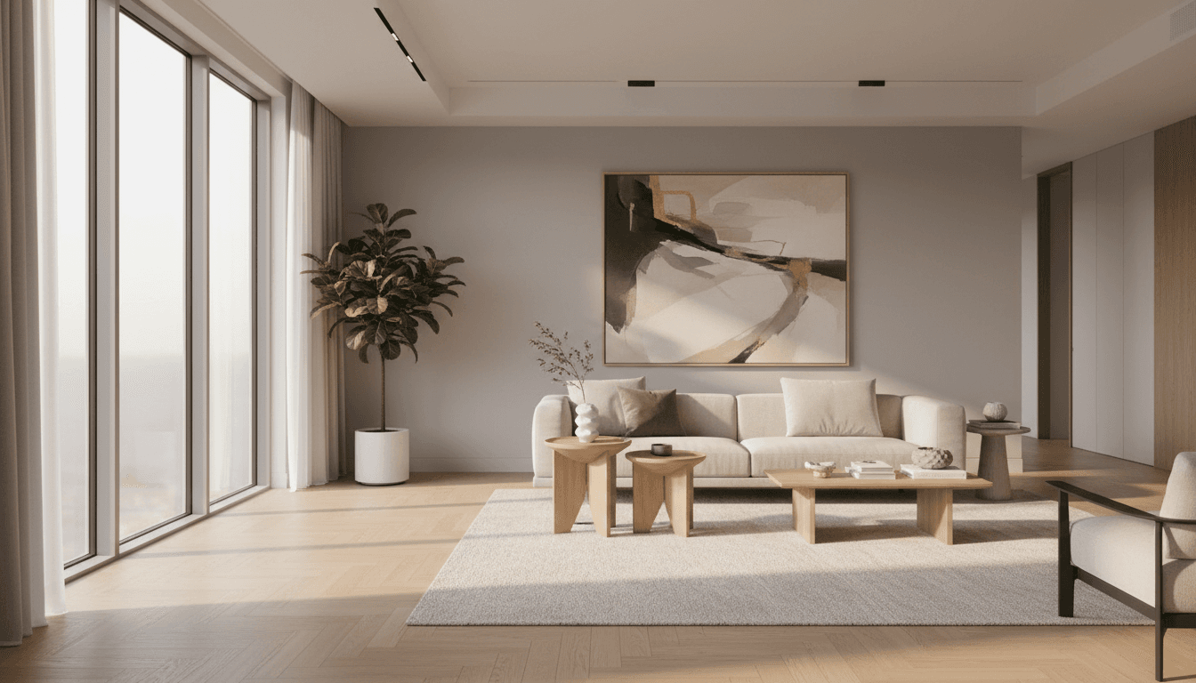 Refined interior space with warm natural light and elegant detailing