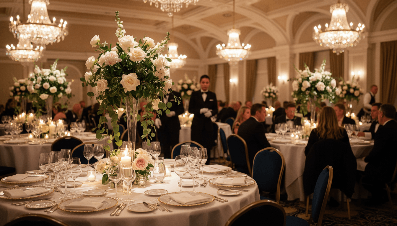 Formal banquet table setting